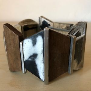 Anne Marie Chagnon Bracelet wood, glass, stone pewter